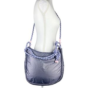 NWT Wildfox Puffer Crossbody Bag Rope Strap Gray Blue OS